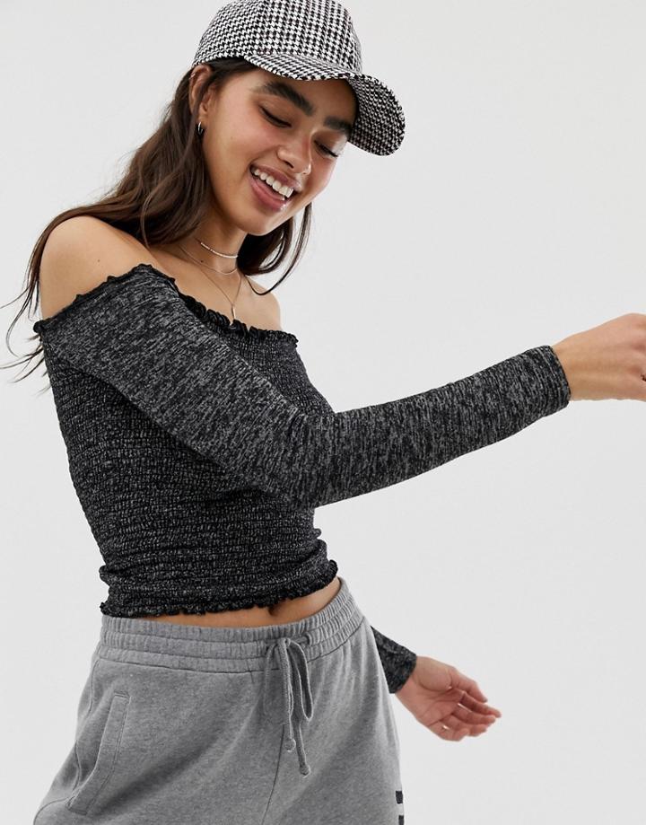 Hollister Off The Shoulder Shirred Top - Black