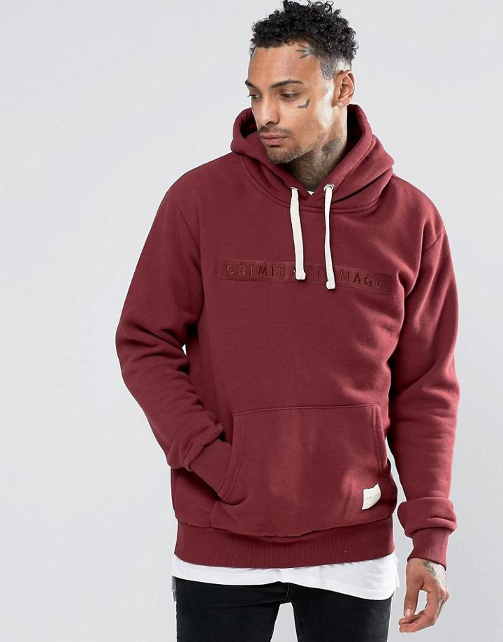 Criminal Damage Hoodie With Logo - Red