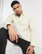Topman Long Sleeve Twill Shirt In Ecru-neutral