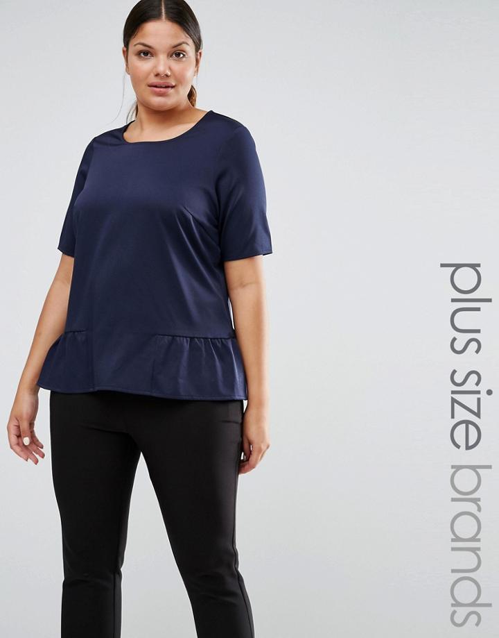 Junarose Peplum Hem Woven Top - Navy