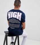 Asos Design Tall Relaxed T-shirt With High Text Print - Navy