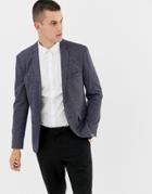 Jack & Jones Premium Smart Blazer In Melange Fabric - Navy