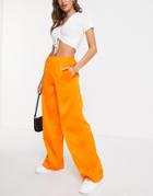 Pieces Nora High Waist Wide Pants In Orange