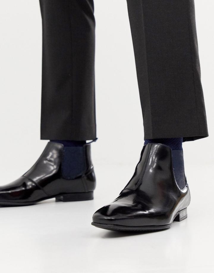 Ted Baker Lameth Chelsea Boots In Black High Shine - Black