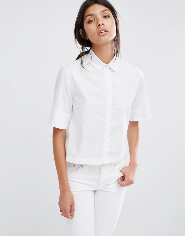 Mango Short Sleeve Boxy White Shirt - White