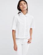 Mango Short Sleeve Boxy White Shirt - White