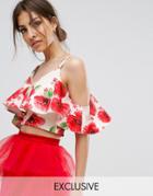 True Violet Cold Shoulder Crop Top - Multi