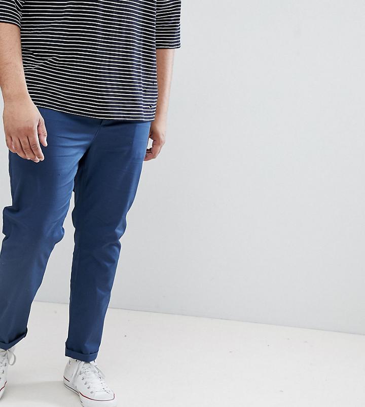 Asos Design Plus Slim Chinos In Midnight Blue - Navy
