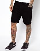 Asos Denim Stretch Slim Shorts In Black - Black