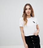 Monki Crop T-shirt With Cat Yang Logo - White