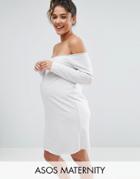 Asos Maternity Off Shoulder Sweat Dress - Gray