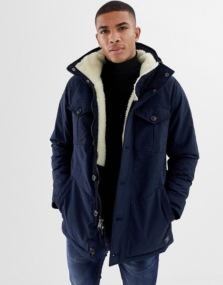 Abercrombie & Fitch Trekking Hooded Parka Jacket In Navy - Blue