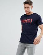 Hugo Large Logo T-shirt In Navy - Navy