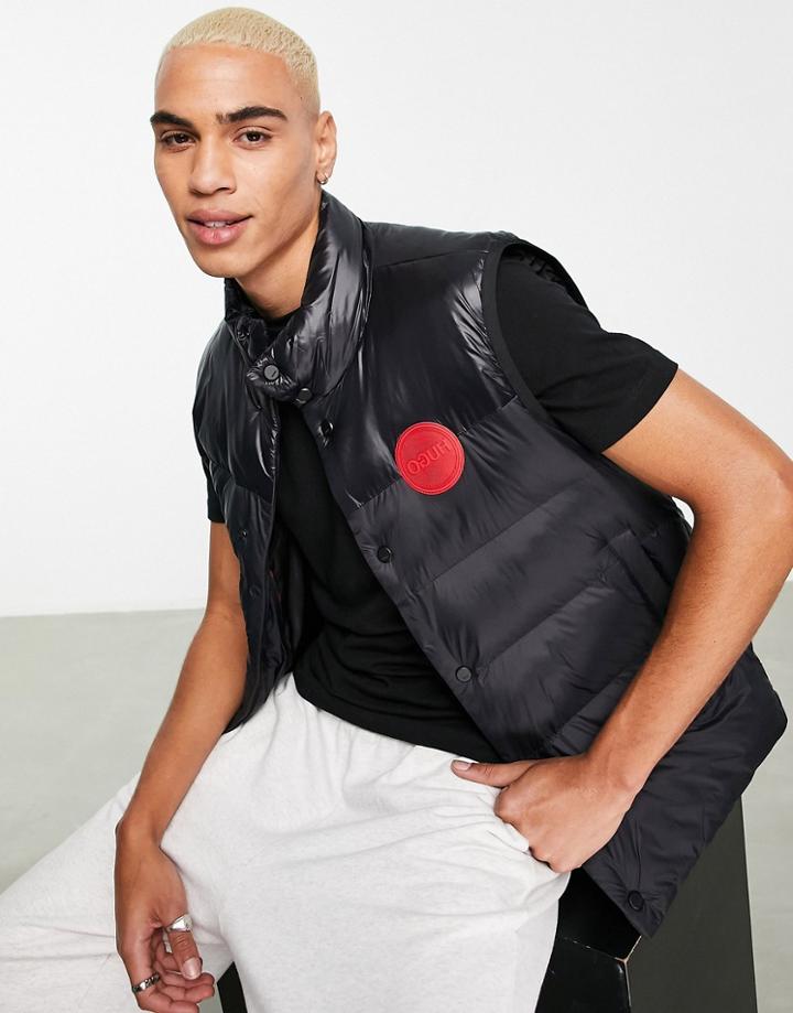 Hugo Baltino2041 Circle Contrast Logo Vest In Black