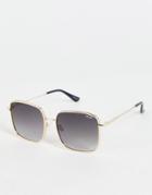 Quay Square Lens Sunglasses In Smoke With A Gold Frame