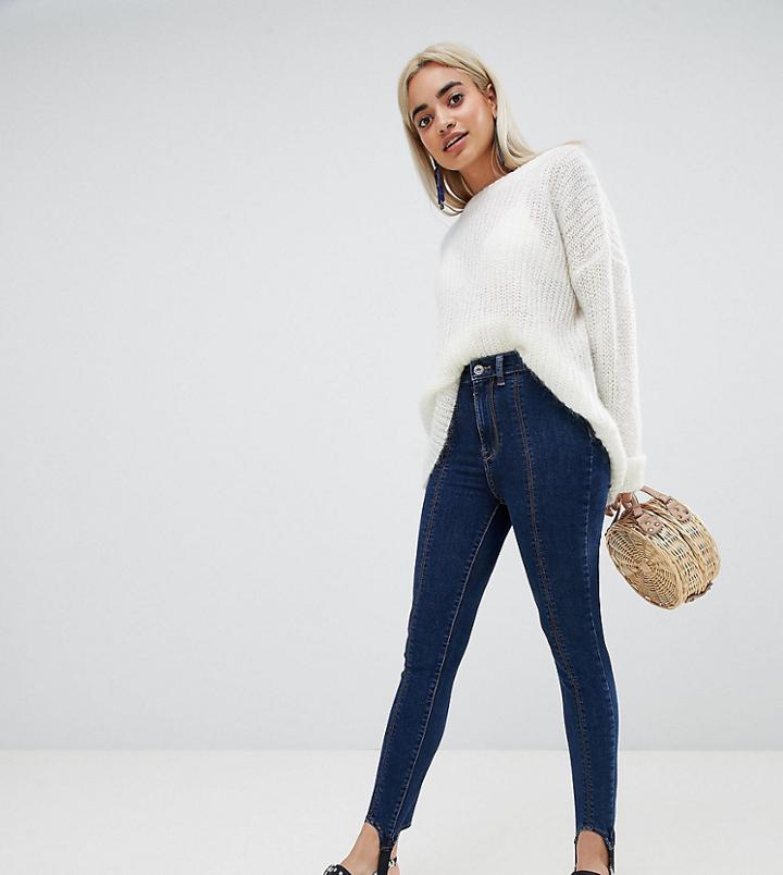 River Island Petite Harper Stirrup Skinny Jeans - Blue