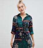 Parisian Petite Scarf Print Shirt Dress-multi