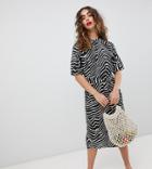 Mango Zebra Print Midi Dress