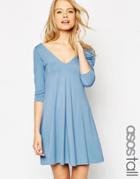 Asos Tall Skater Dress With V Front And V Back - Blue