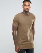 Asos Longline Muscle T-shirt With All Over Black Speckle Print - Brown