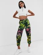 Asos Design Oversized Jogger In Tie Dye Print With Hot Fix - Multi
