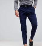 Heart & Dagger Slim Pants In Wool Mix Grid Check - Navy