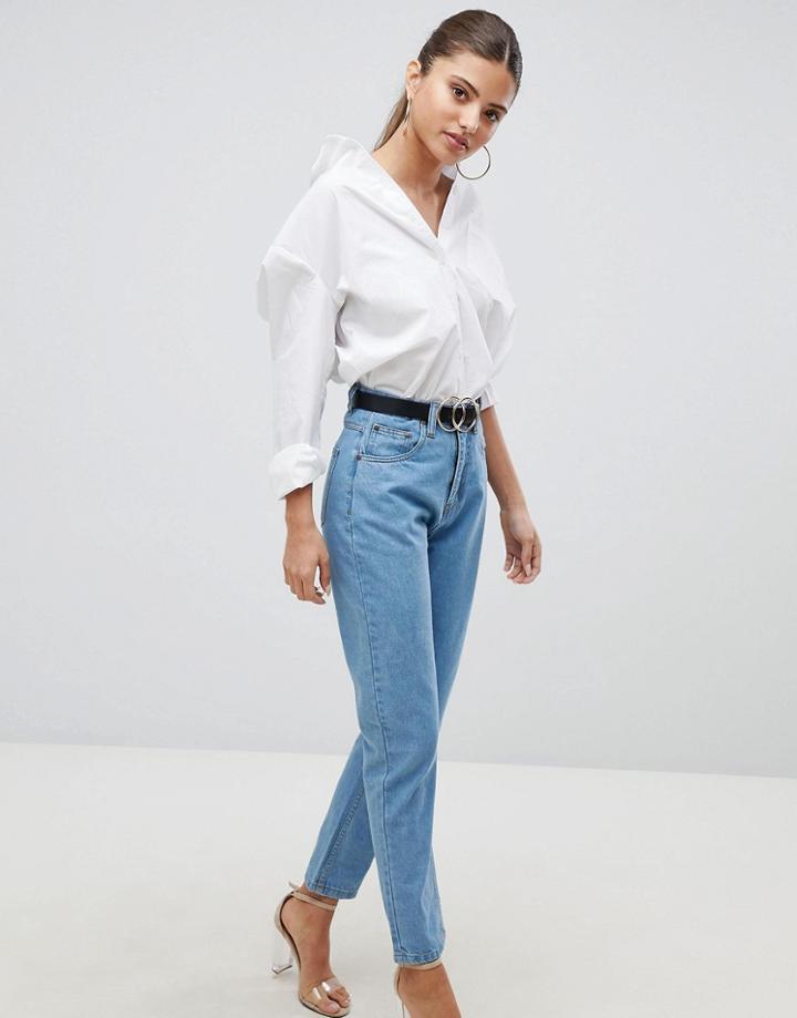 Prettylittlething Straight Leg Jean - Blue