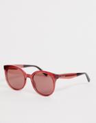 Tommy Hilfiger Cat Eye Sunglasses In Red Tinted Frame - Red