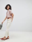 Intropia Applique Floral Cropped Jeans - Cream