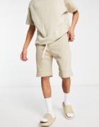 Pull & Bear Sweat Shorts In Sand - Part Of A Set-neutral
