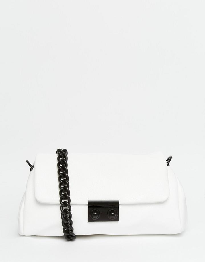 Asos Shoulder Chain Bag With Coated Chain - White