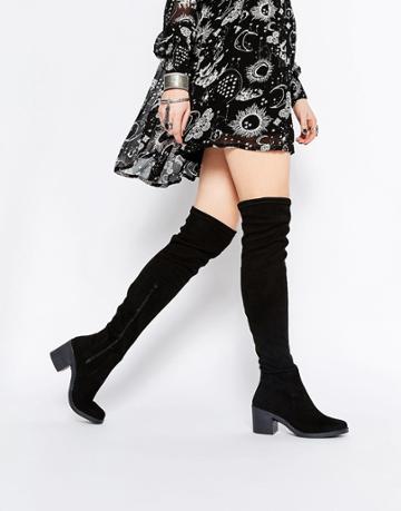 Asos Krush Over The Knee Boots - Black