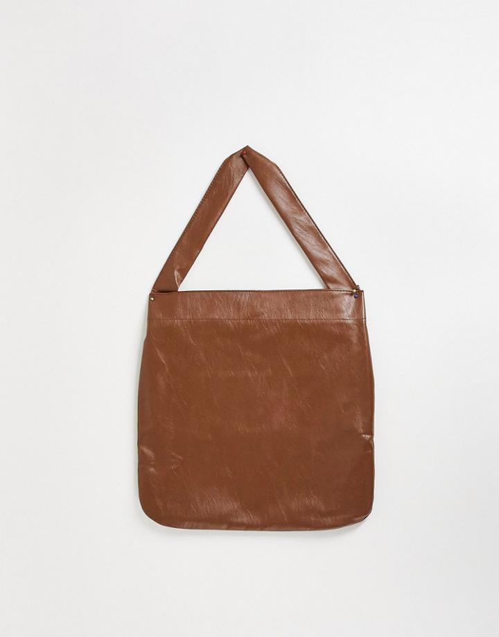 Bando Faux Leather Tote Bag-brown