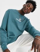 Asos Daysocial Relaxed Sweatshirt In Blue With White Small Front Logo Print-blues