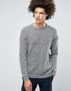 Asos Relaxed Crew Neck Sweater With Dropped Shoulder In Cotton Twist - Navy
