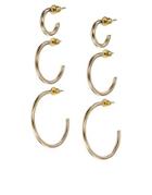 Asos 3 Sized Plain Hoop Earrings - Gold