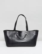 Fiorelli Moc Croc East West Tote Bag With Chain Detail - Tan