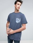 Redefined Rebel T-shirt With Contrast Camo Pocket - Navy