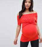 Asos Design Maternity Nursing Bardot Top - Red