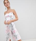 City Goddess Petite Prom Floral Skater Dress - Gray