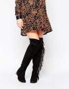 Truffle Collection Orla Fringe Over The Knee Boots - Black