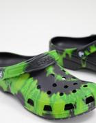 Crocs Classic Swirl Tie Dye Clogs In Lime And Black