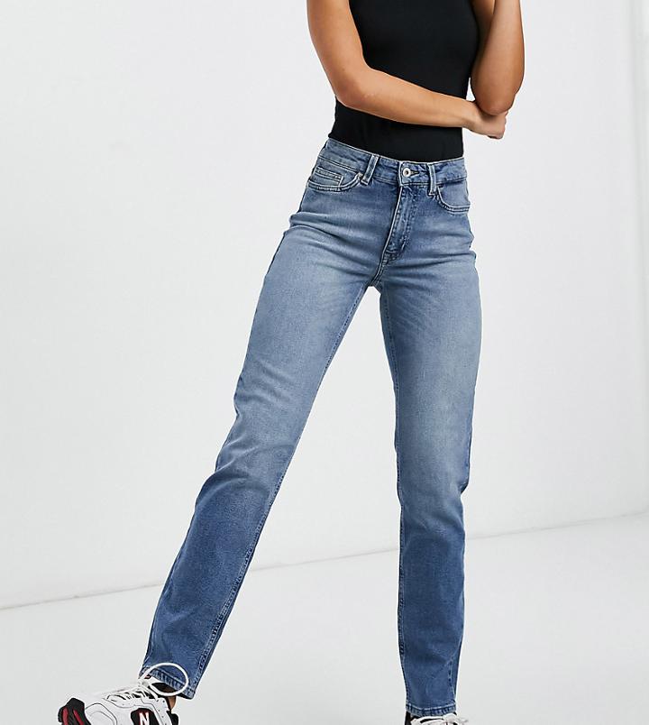 Only Tall Erica Slim Straight Leg Jeans In Mid Blue-blues