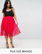 Club L Plus Lace Skirt - Red