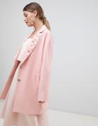 Asos Design Embellished Collar Coat - Pink