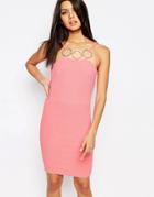Club L Ring Detail Crepe Mini Dress - Geranium Pink