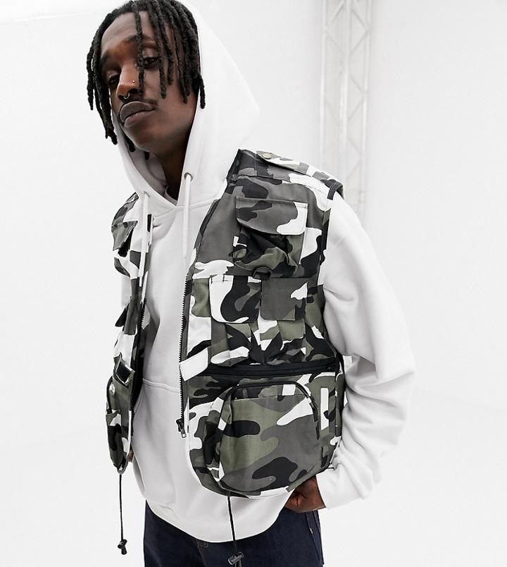 Reclaimed Vintage Revived Vest In Camo - Gray