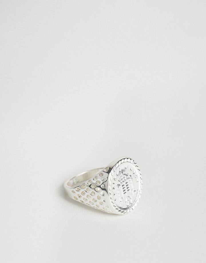 Chained & Able Old English Sovereign Ring In Silver - Silver
