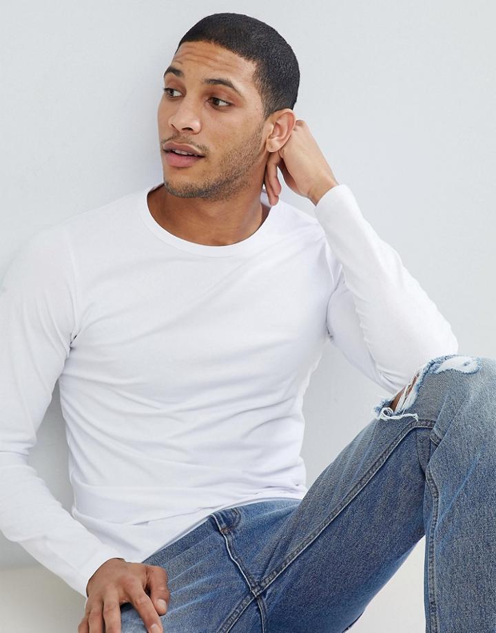 Jack & Jones Essentials Long Sleeve T-shirt In White