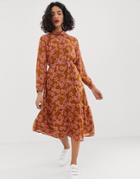 Moss Copenhagen Midaxi Shirt Dress With Tie Waist In Floral Print - Multi